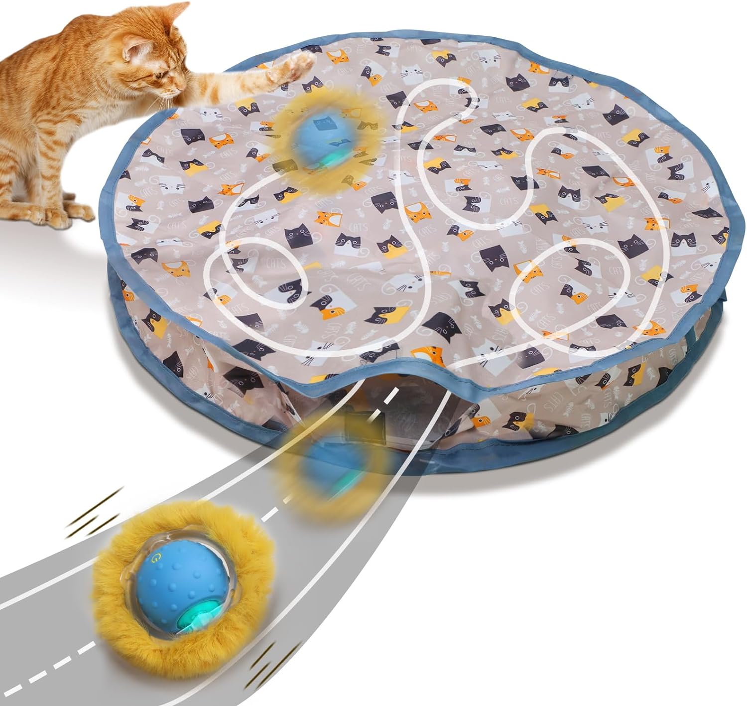 🔥Last Day Low Price in History🔥Interactive Cat Toys Ball Fast Rolling in Pouch