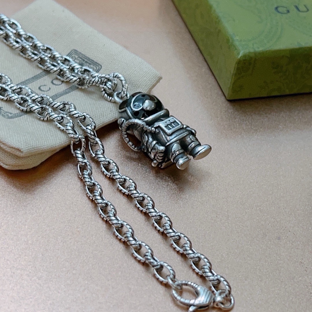 Gucci Anger Forest Series Robot Bear Chain Necklace