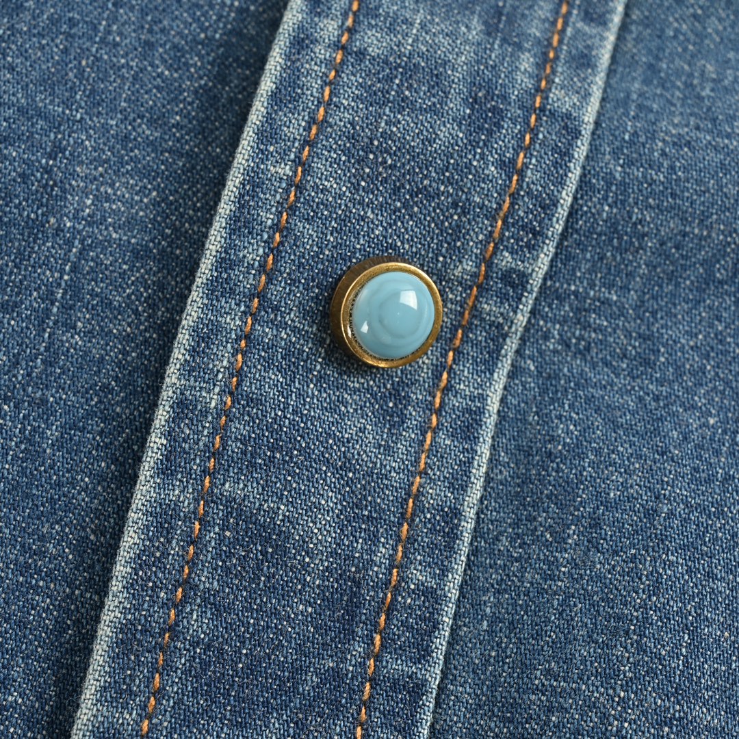 Louis Vuitton 24Fw rivet lettering denim shirt jacket