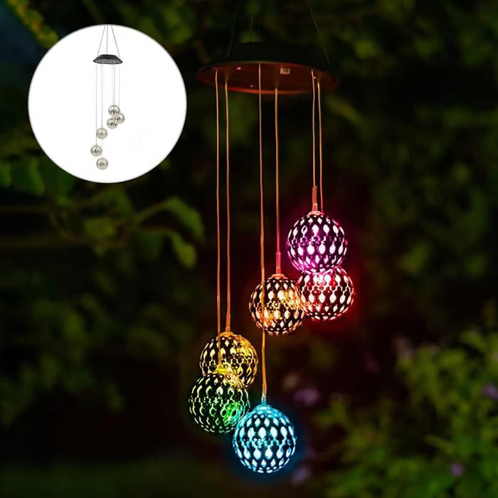 (🔥2025 BEST GIFT TO FAMILY🔥)Solar Metal Orb Wind Chime Mobile - Rainbow Color Changing LED Lights