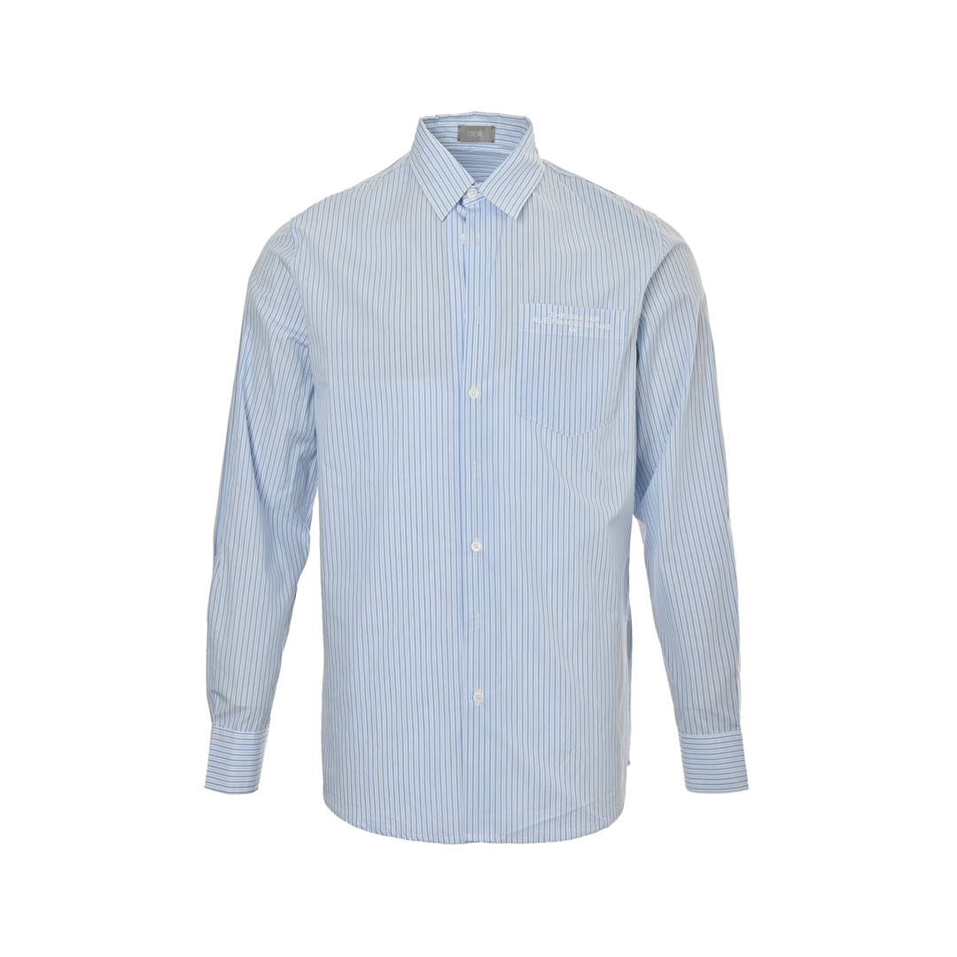 Dior 24Fw pocket CD letter print striped long-sleeved shirt