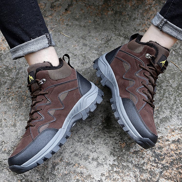 Men's High-Top Plush Outdoor Hiking Shoes
