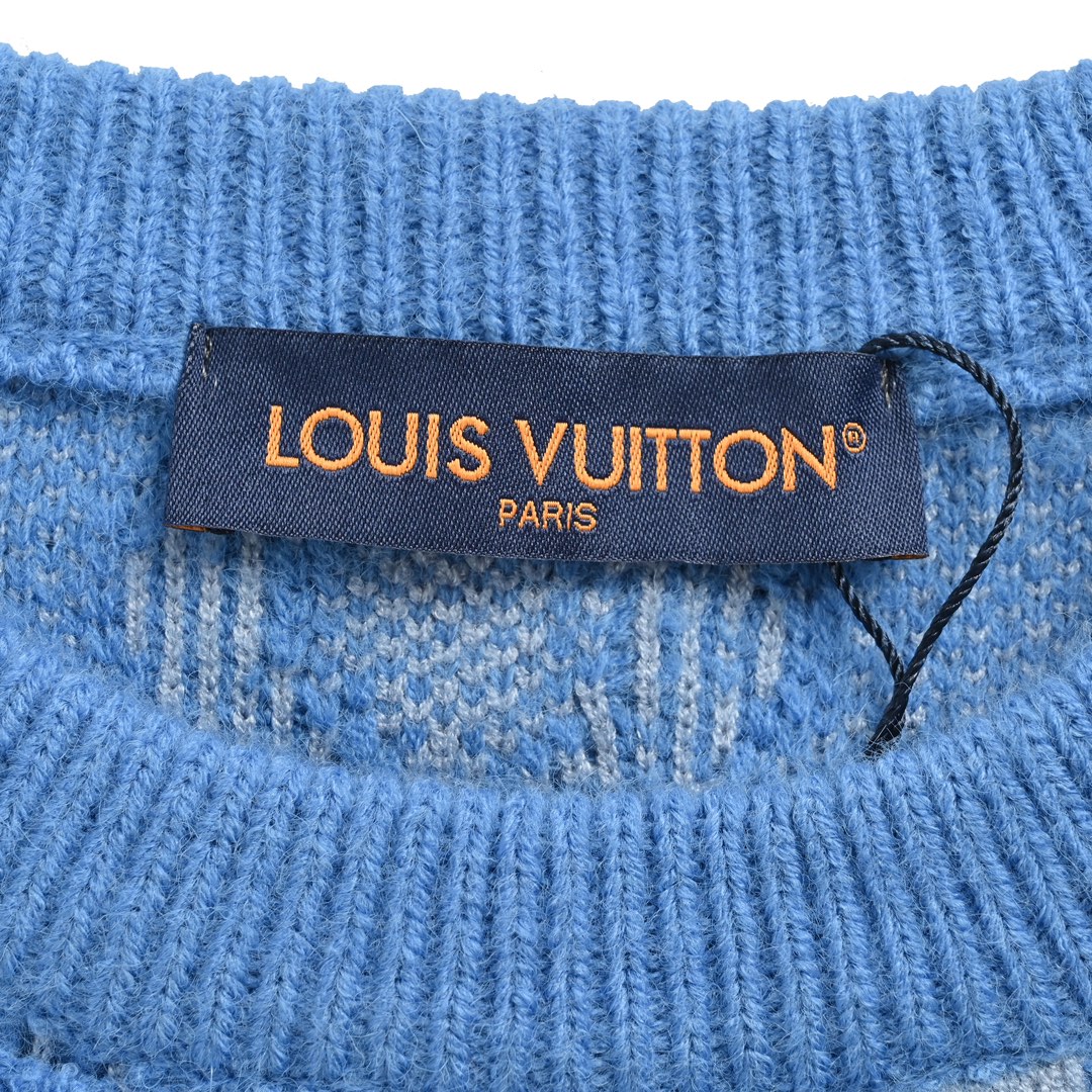 Louis Vuitton 24Fw jacquard four-leaf clover logo crewneck sweater