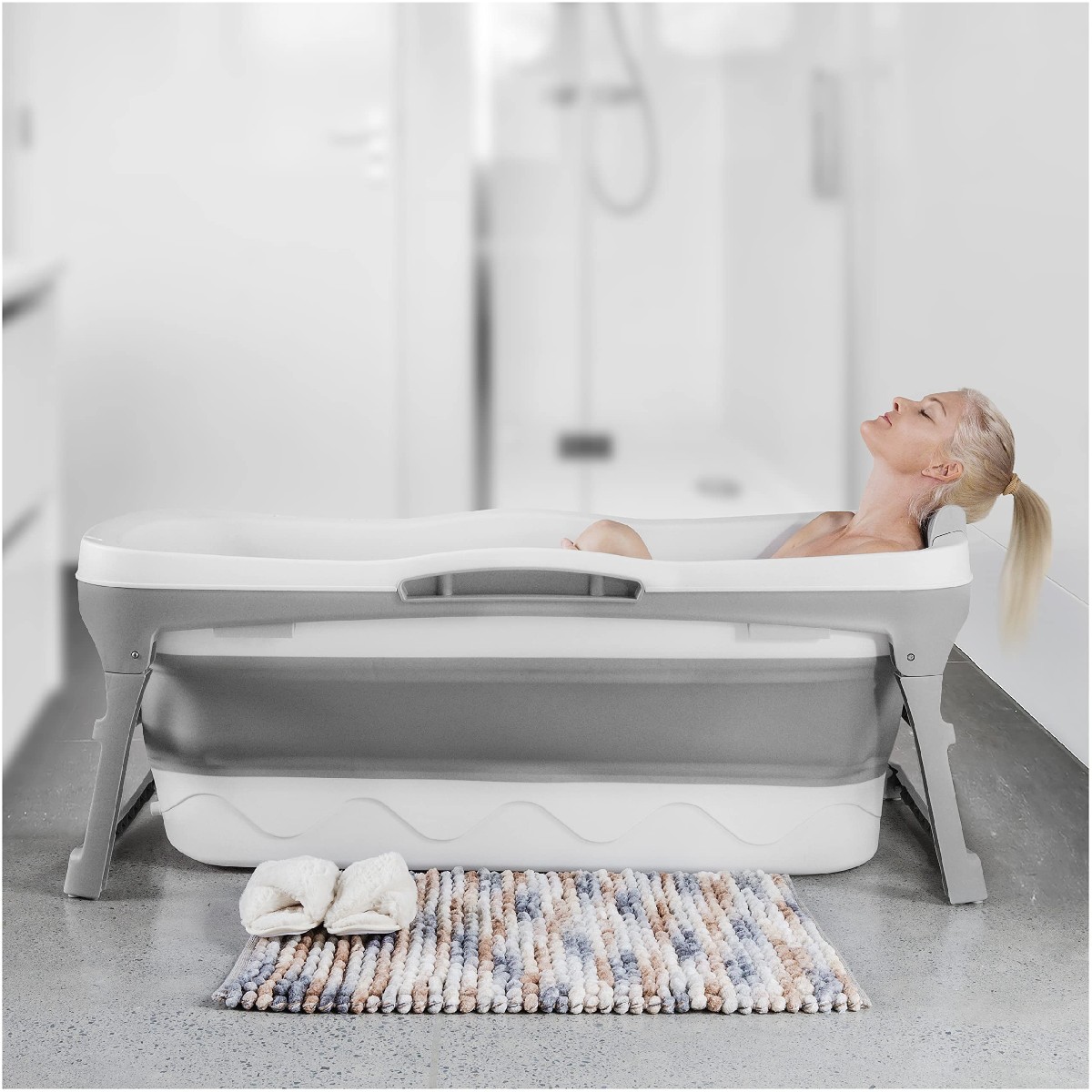 🔥Last Day For Clearance🔥Portable bathtub for adults with LED ambient light + water heater - Christmas special