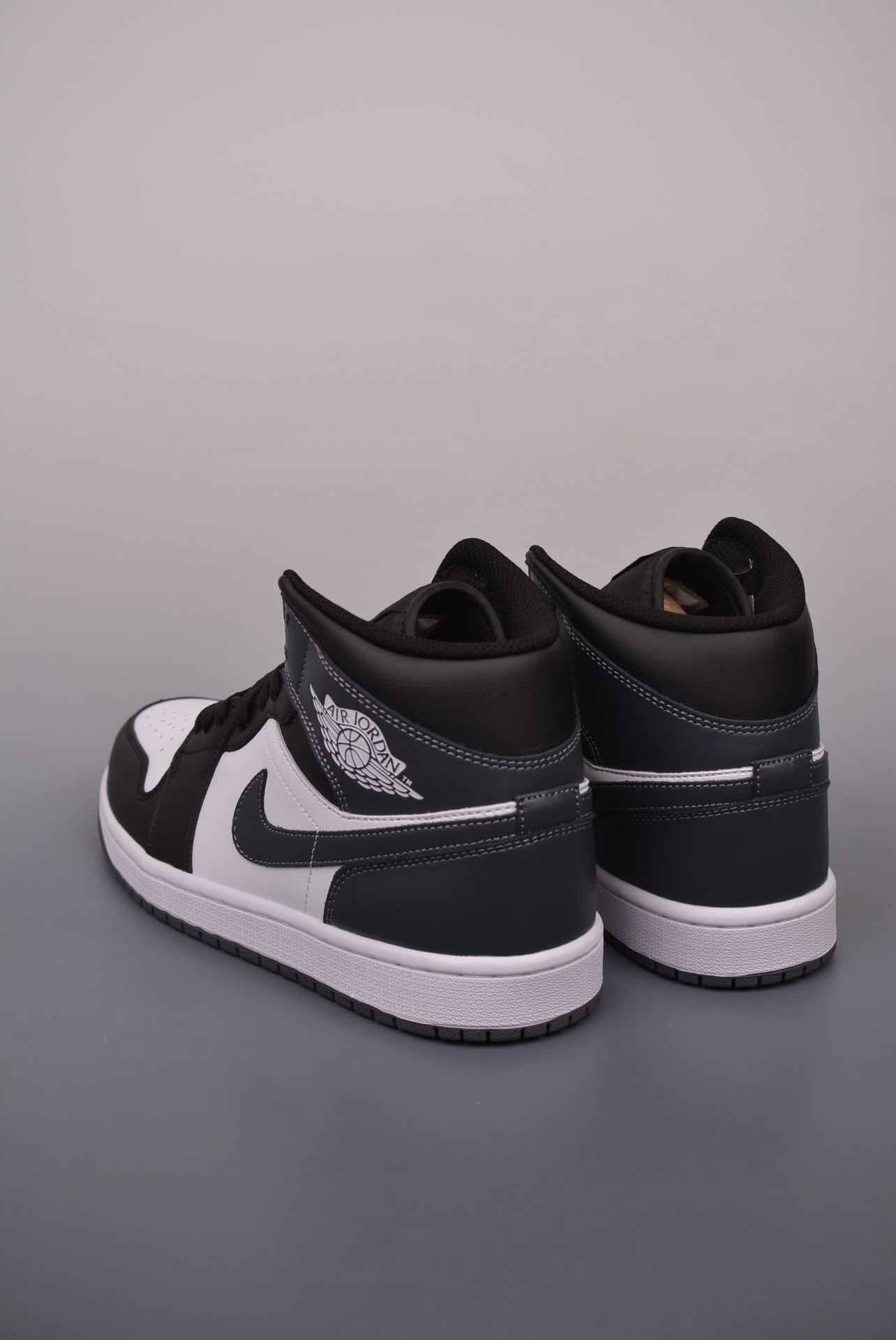 Air Jordan 1 Mid Grey and Black Panda Toe