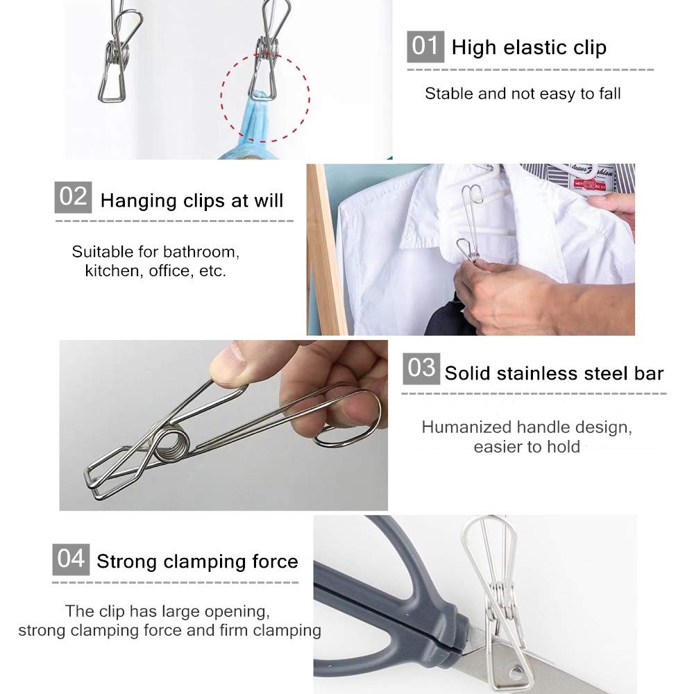 💥50% OFF--Last Day Sale--(SET OF 5PCS)Stainless Steel Metal Long Tail Clip With Hooks