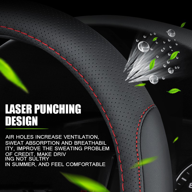 🚗Car Odorless Leather Car Steering Wheel Cover