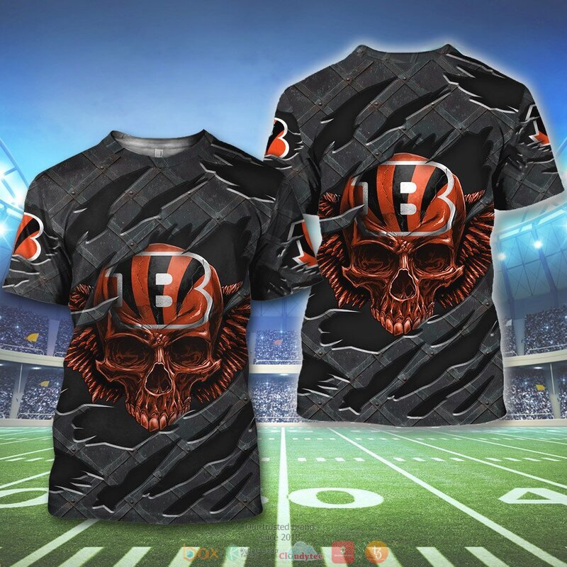 CINCINNATI BENGALS WINGS SKULL 3D HOODIE