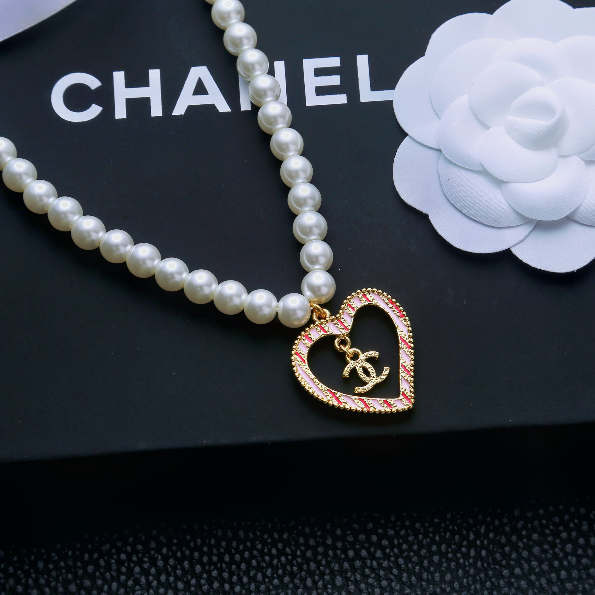 Chanel Pearl Heart Necklace