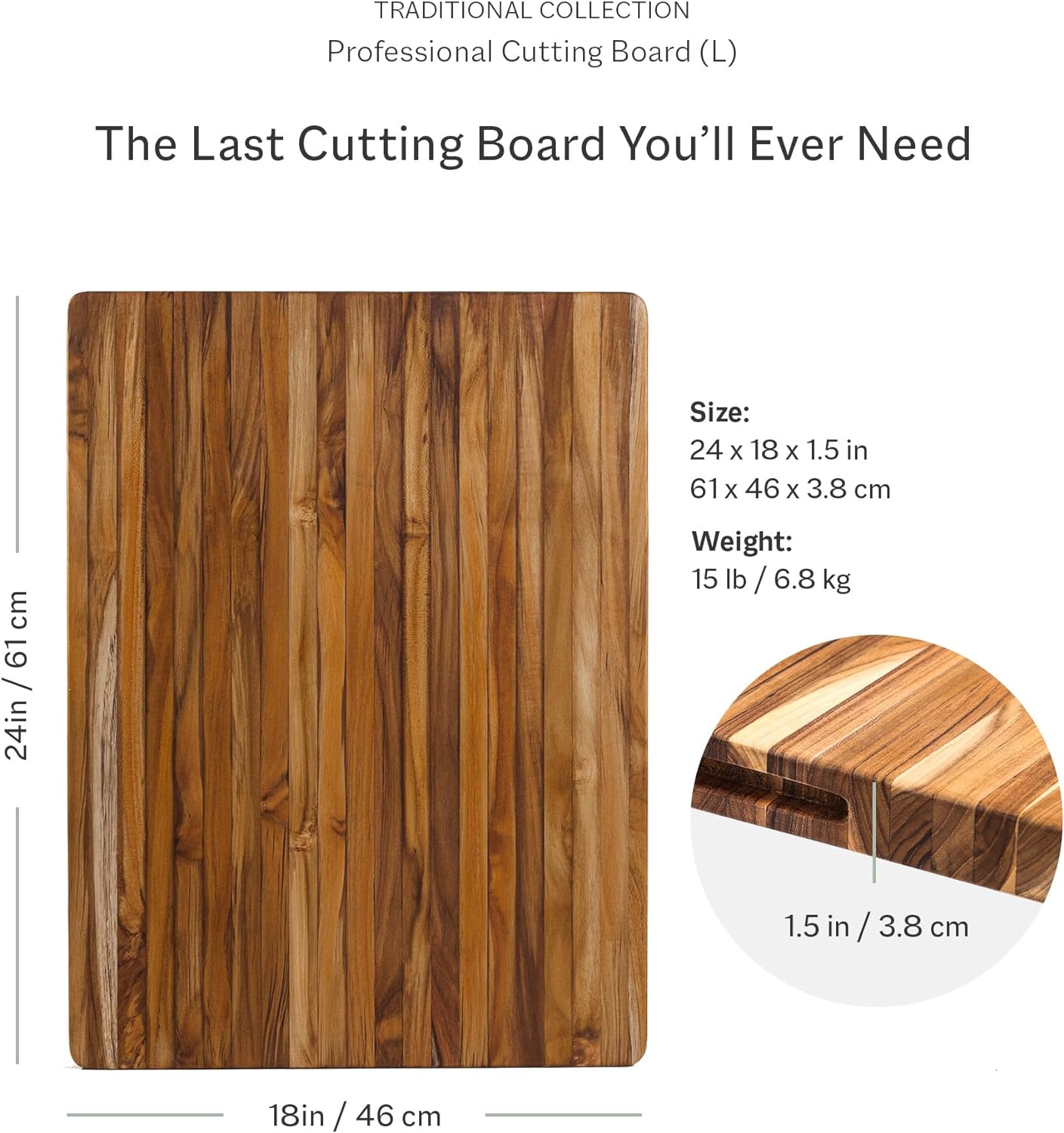 Teakhaus Cutting Board Medium Wood Cutting Board with Grip Handles