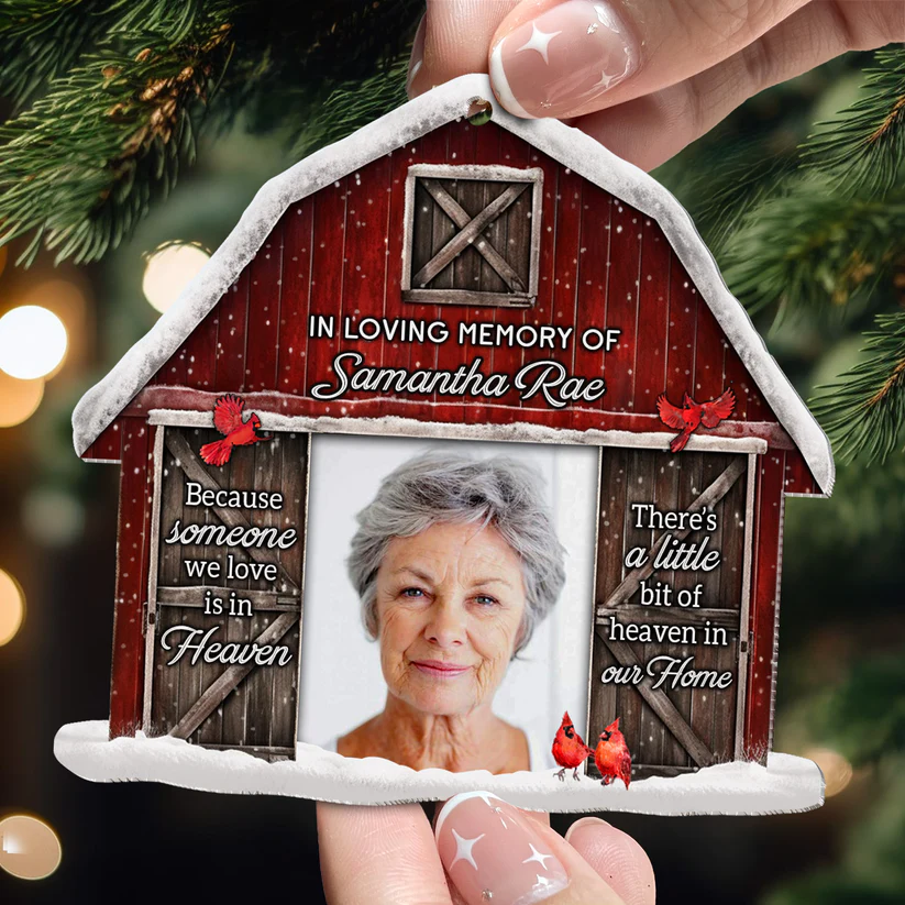There Is A Little Bit Of Heaven In Our Home-Custom Photo Memorial Ornament