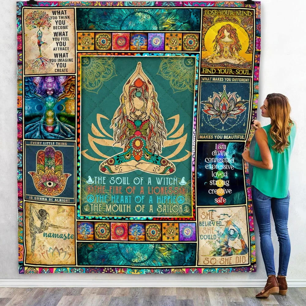 Yoga Namaste Quilt Blanket