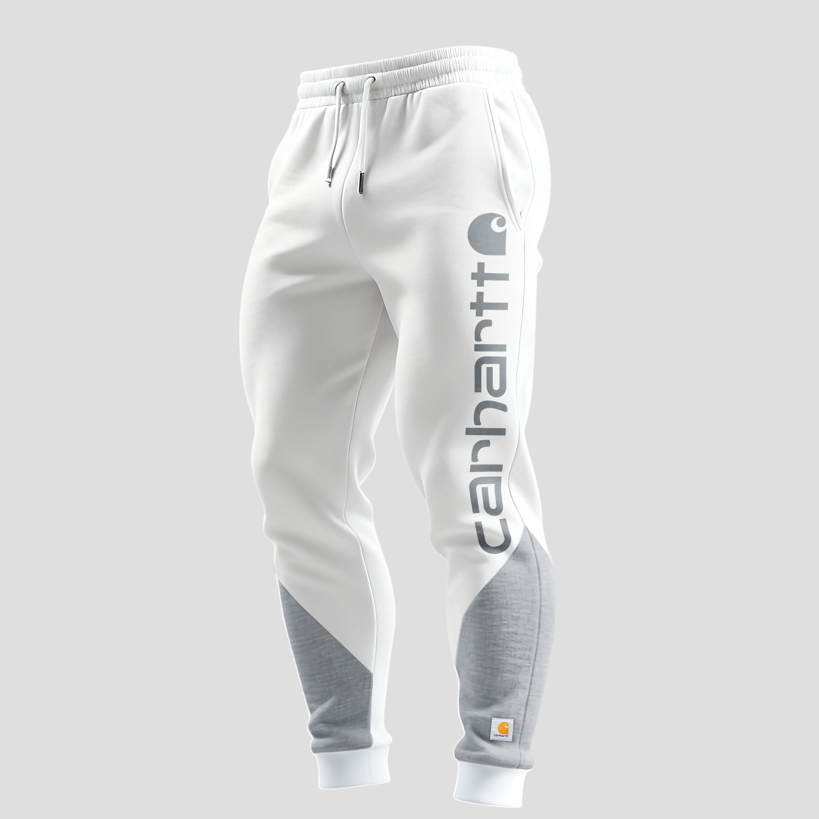 Stylish Jogger Pants with Contrast Cuffs and Side Logo Print