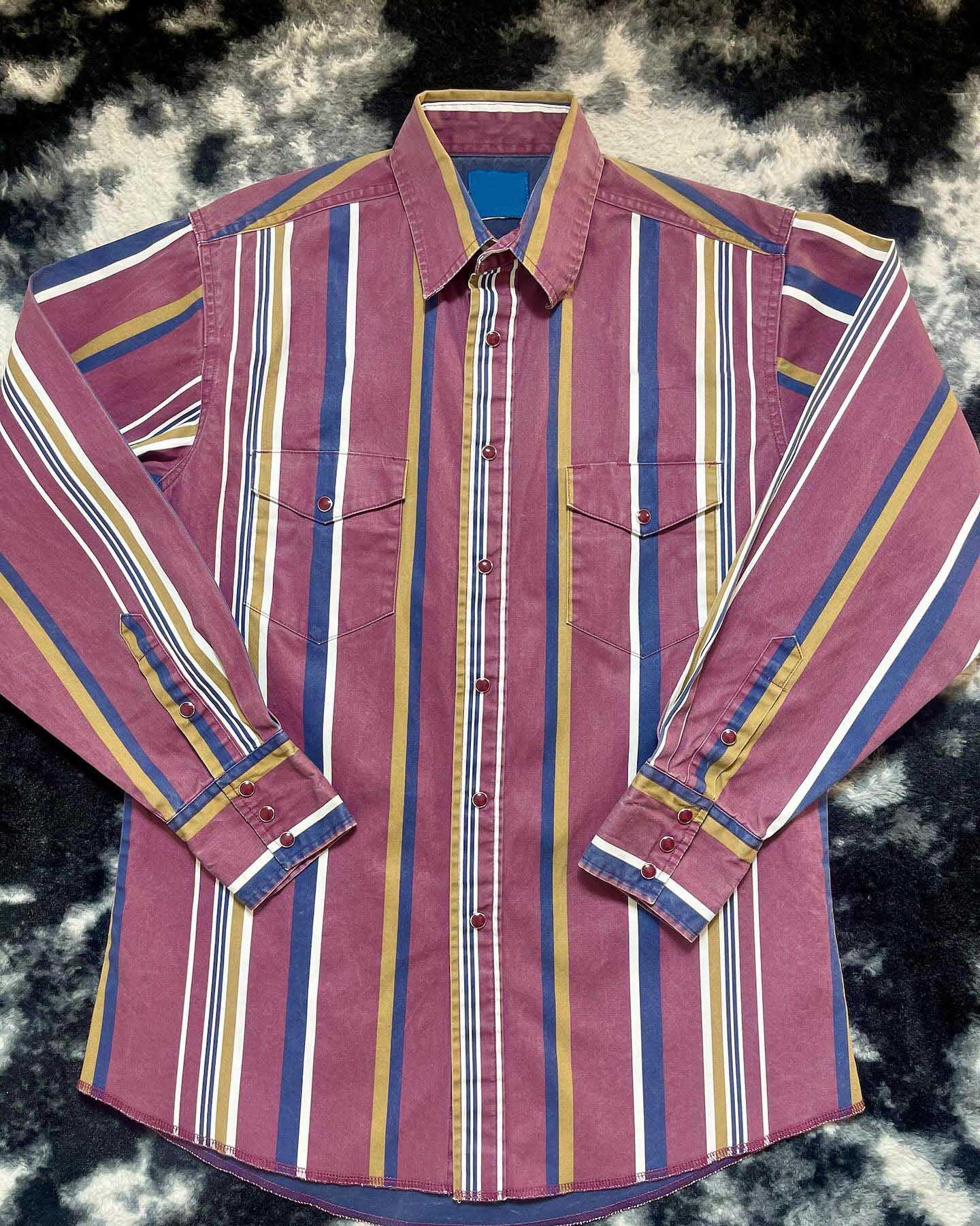 Men's Casual Retro Red Striped Long Sleeve Shirt