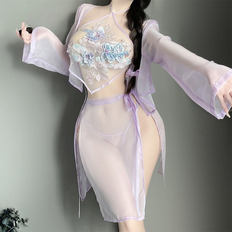 Vintage Hanfu Dudou See-through Lingerie Set