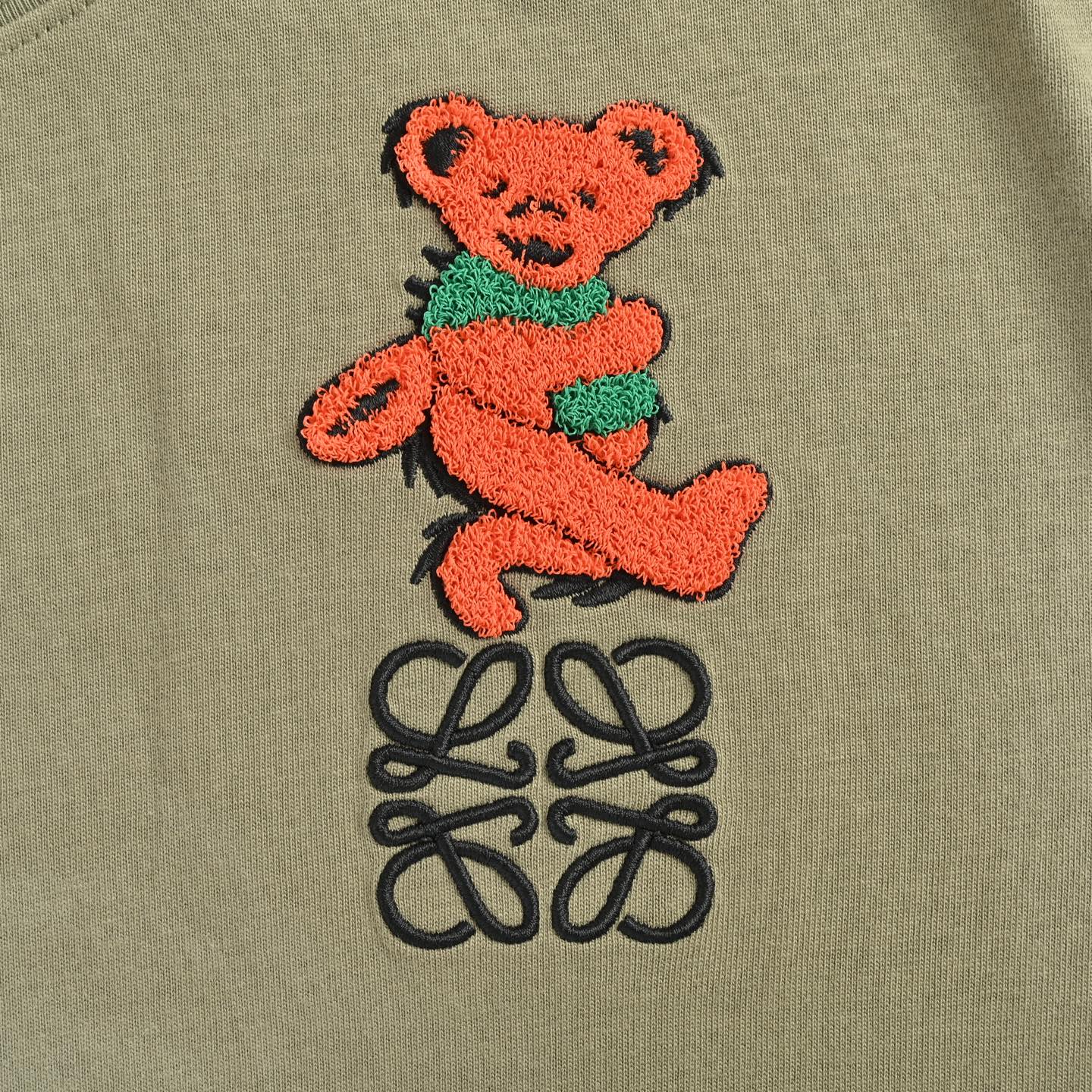 Loewe 25ss short-sleeved shirt with bear embroidery