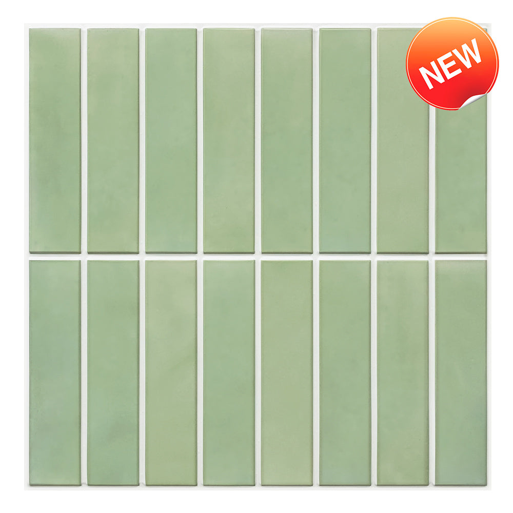 3D Sage Green Linear Mosaic Peel and Stick Wall Tile
