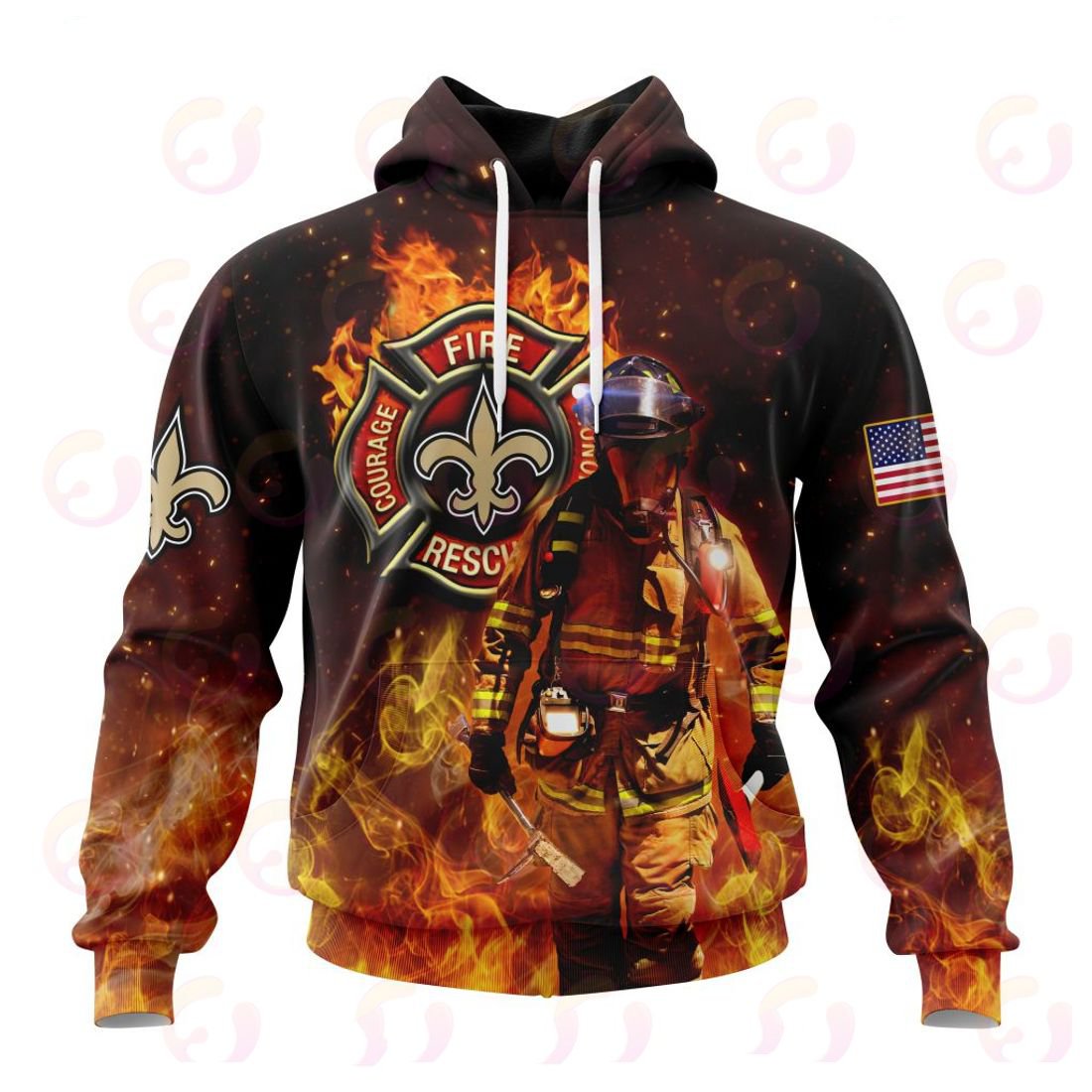 NEW ORLEANS SAINTS HONOR FIREFIGHTERS – FIRST RESPONDERS 3D HOODIE
