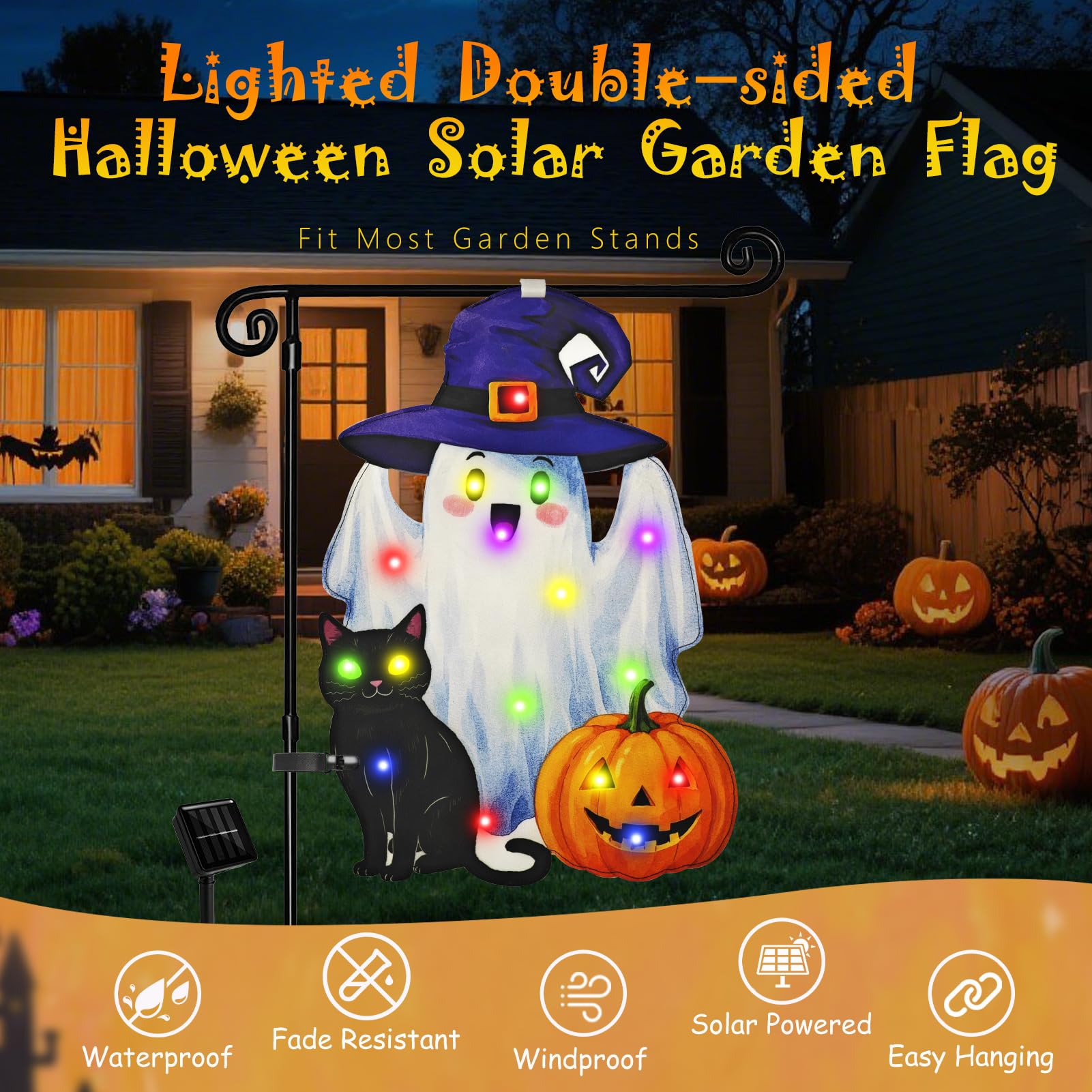 Lighted Shaped Halloween Garden Flags