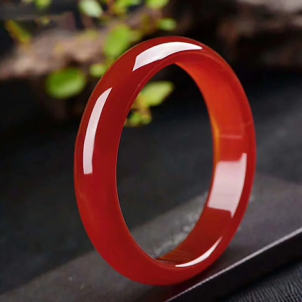 Natural Agate Bangle Brazilian Red Agate Widened Jade Bracelet Jewelry Women Fashion Accessories Gift For Mother Free Shipping