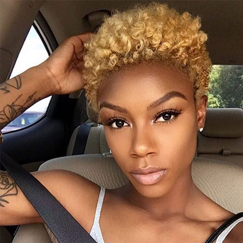Luna African American Classic Kinky Short Blonde Curly Wig for Women