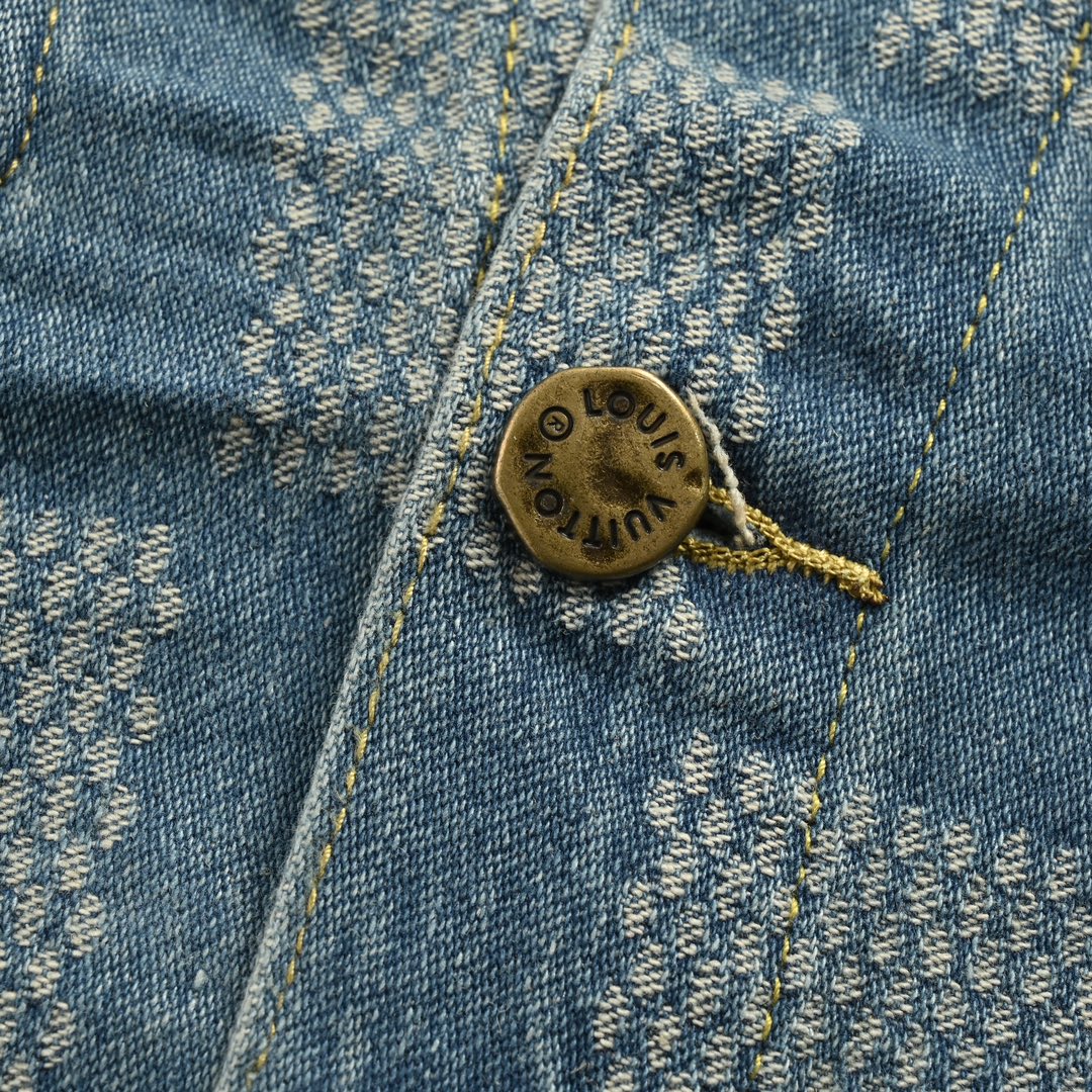 Louis Vuitton 24Fw checkerboard panel washed denim jacket