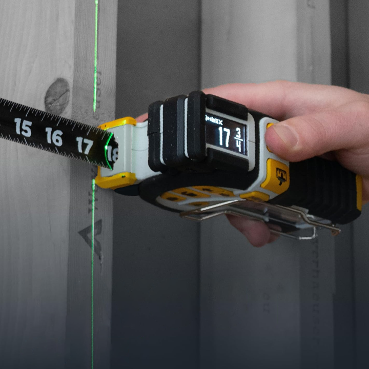 Professional Digital Tape Measure - Accurate Measuring Tool with Green Laser, E-Paper Measuring List, Measurements Shared Over Bluetooth, Replaceable Blades