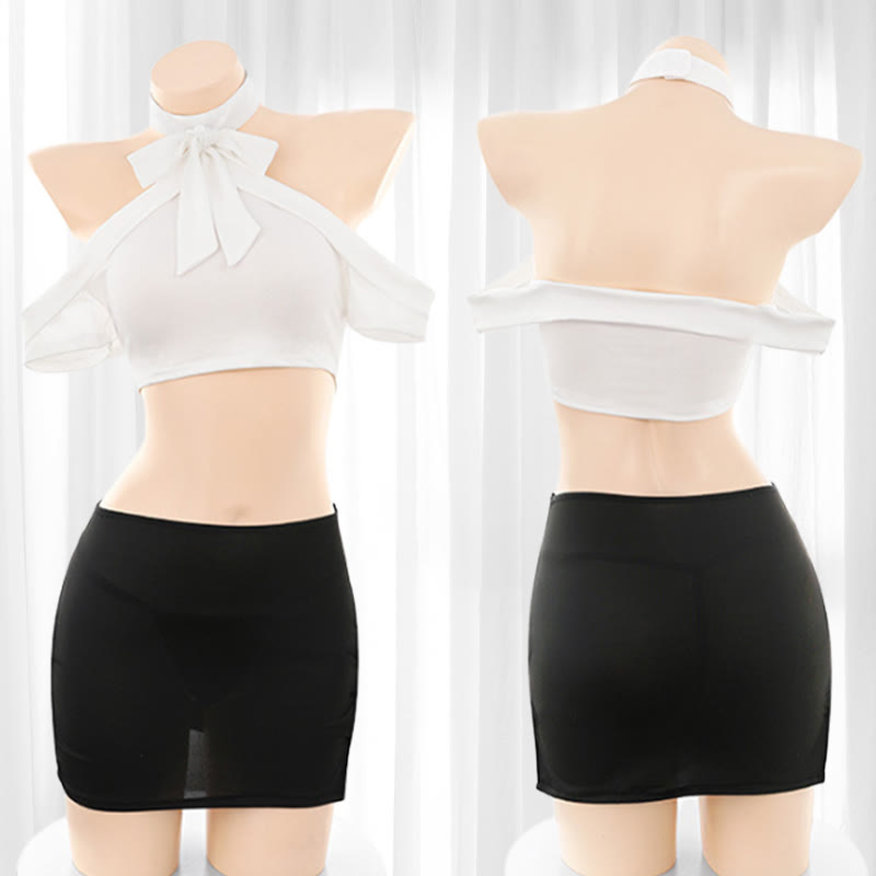 Sexy Uniform Lingerie Top Skirt Set