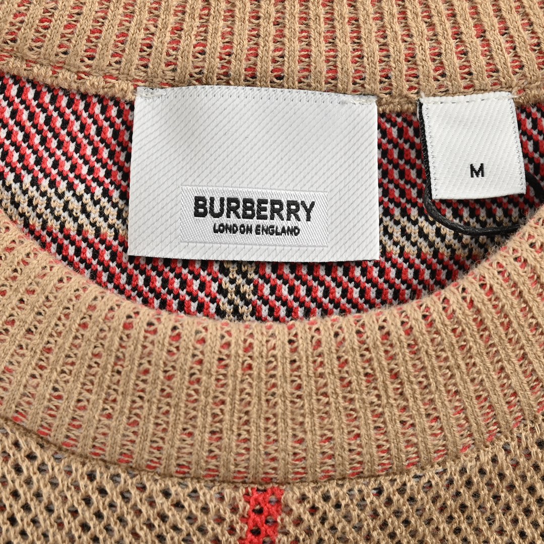 Burberry 24ss check preppy crew neck sweater