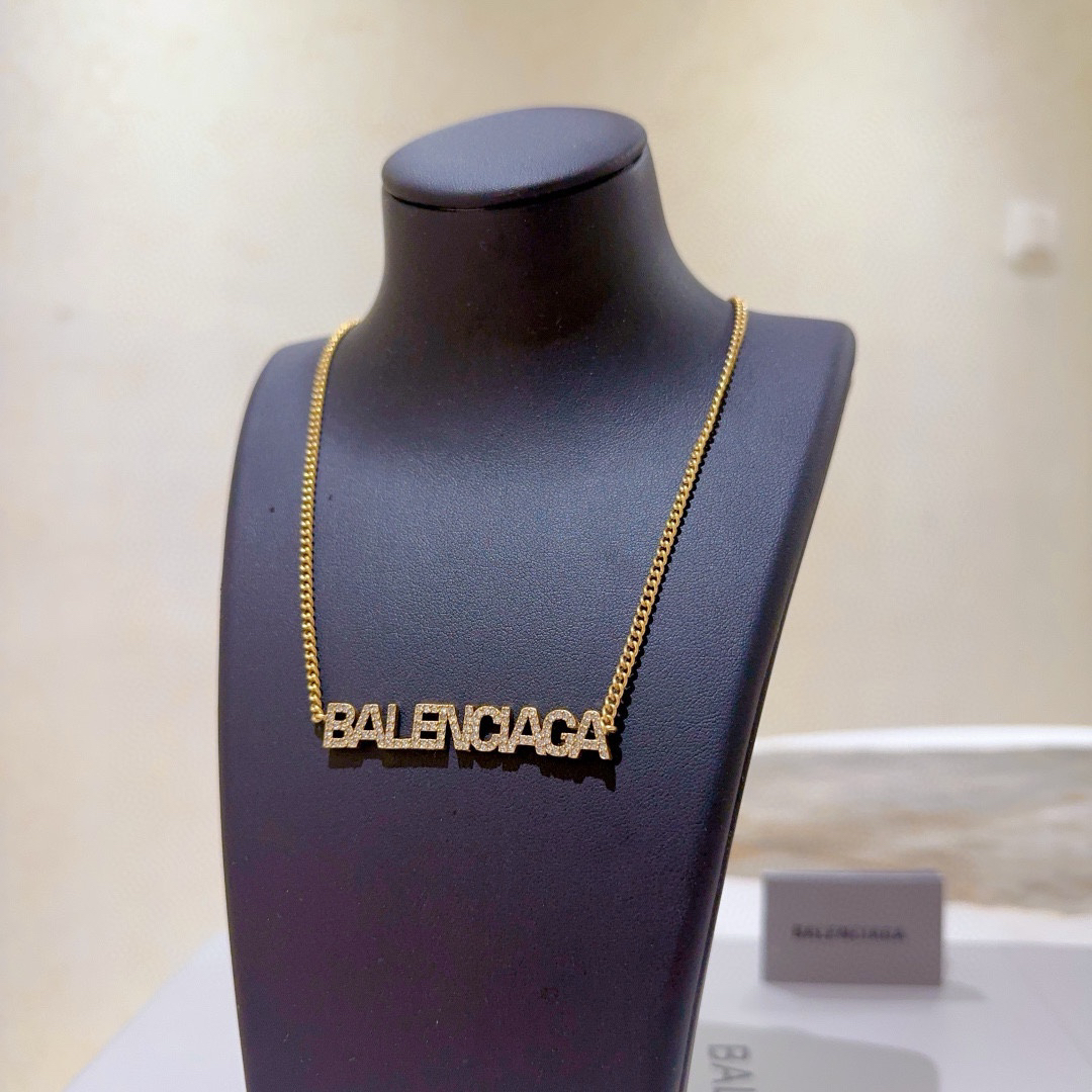 Balenciaga Diamond Font Chain Necklace