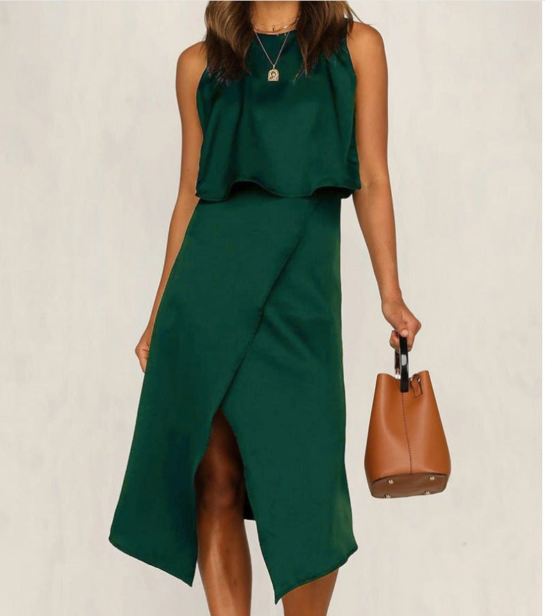 Round Neck Two-piece Set With Irregular Slits