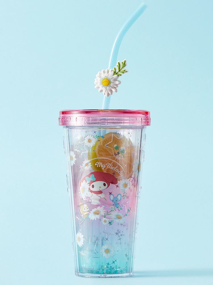 Sanrio Cups with Lids and Straws - 14 oz Plastic Reusable for Kids Women Party, Iced Coffee