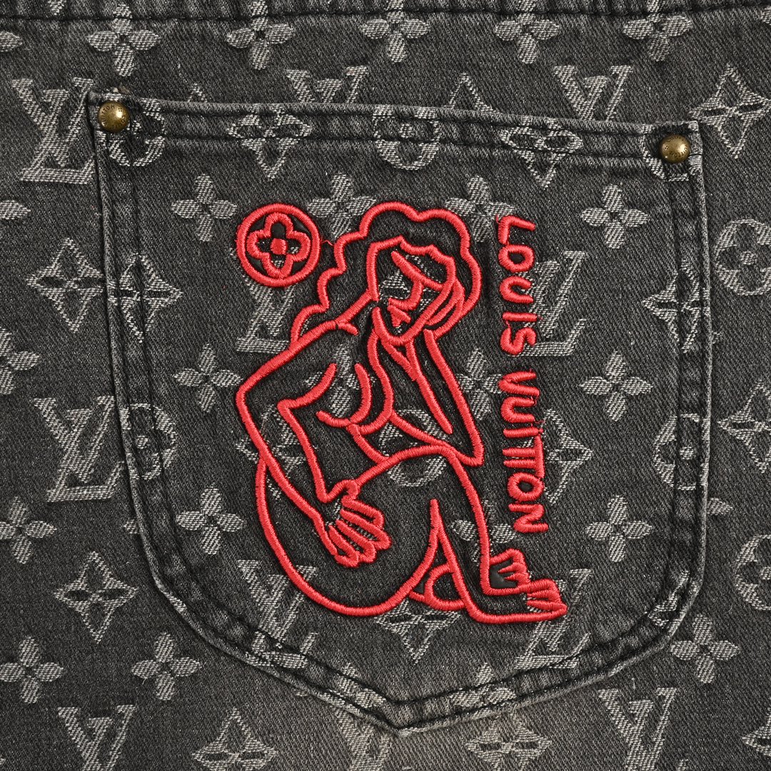Louis Vuitton 24Fw Jeans with Monochrome Embroidery