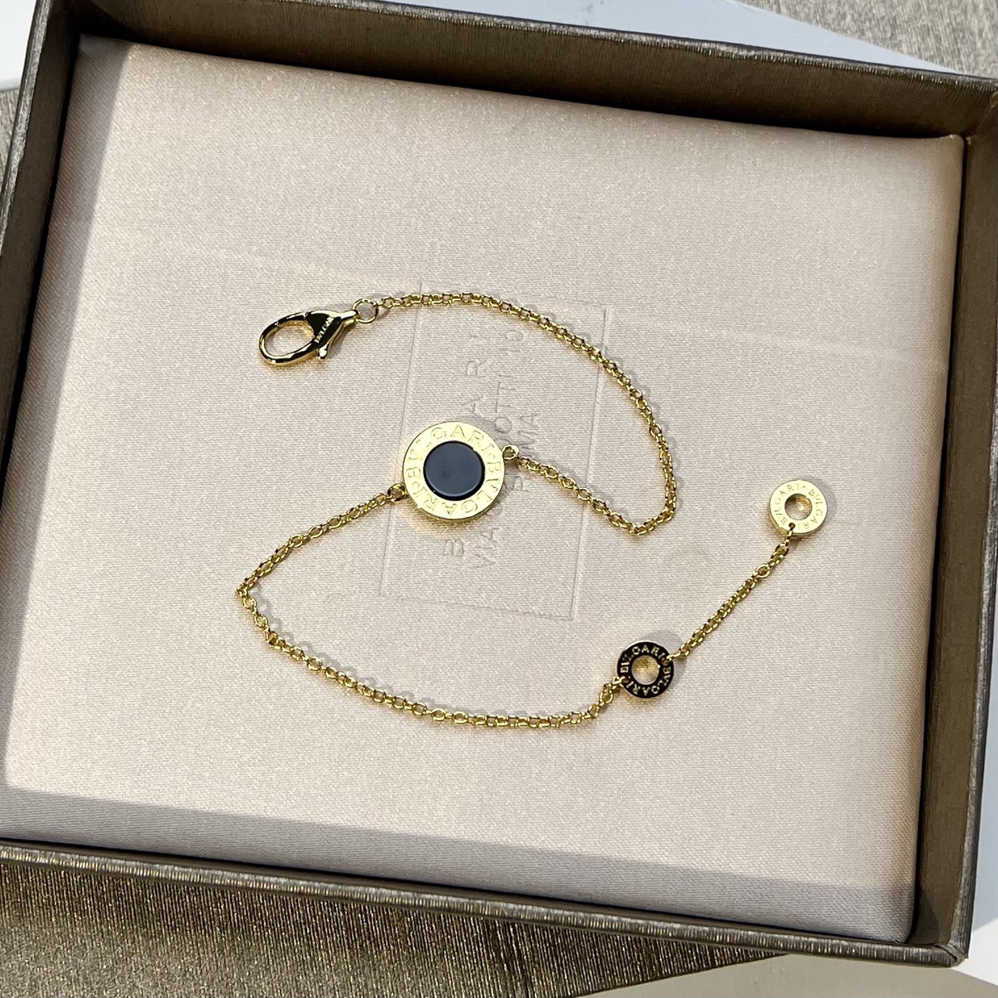 Bulgari round black agate bracelet
