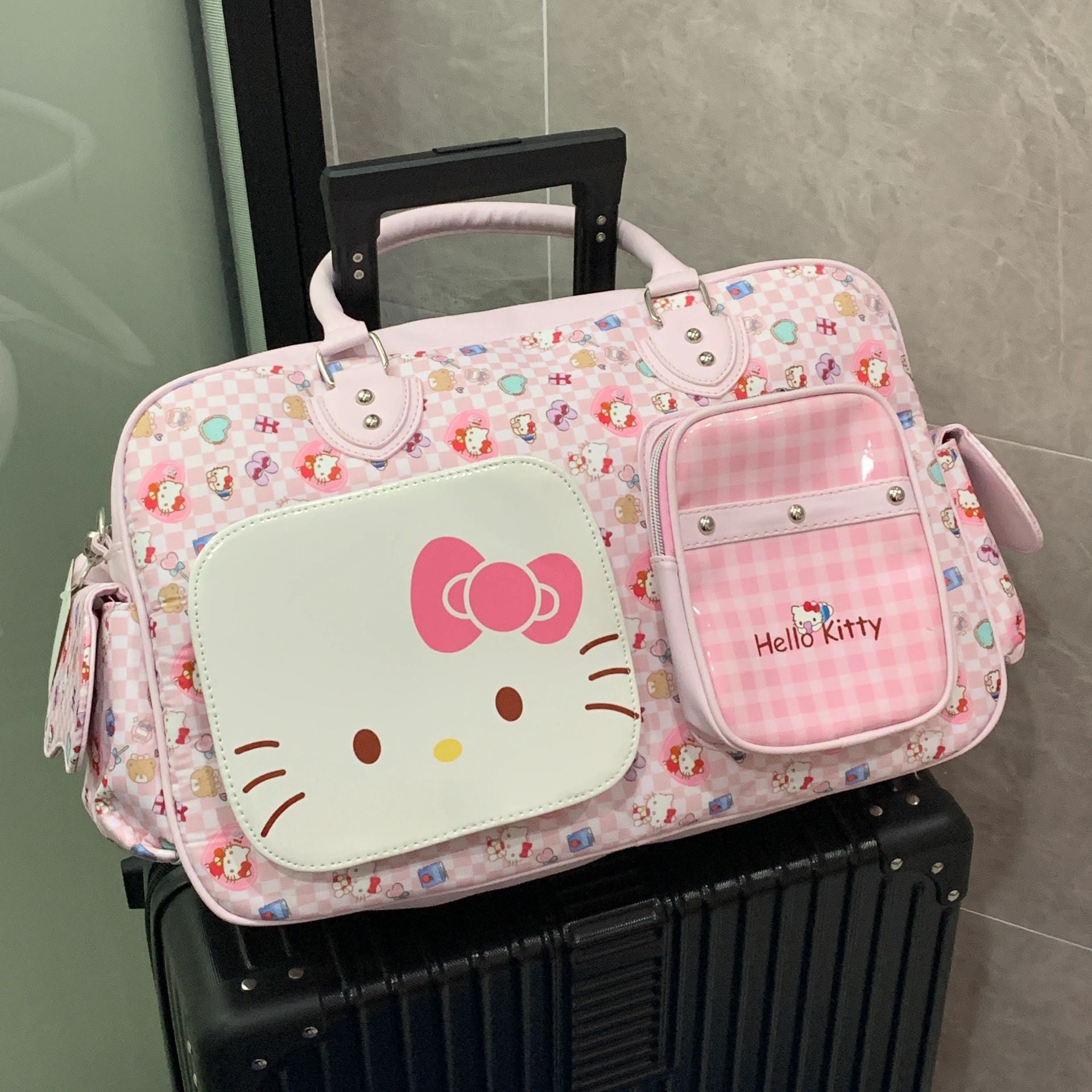 Sanrio Weekender Bag for Women Cute PU Large Travel Tote Bag Gym Duffel Bag