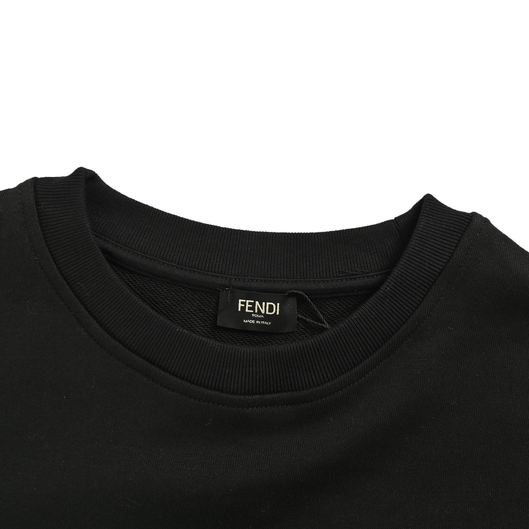 Fendi 24Fw crew neck sweatshirt with zippered chest leather pockets