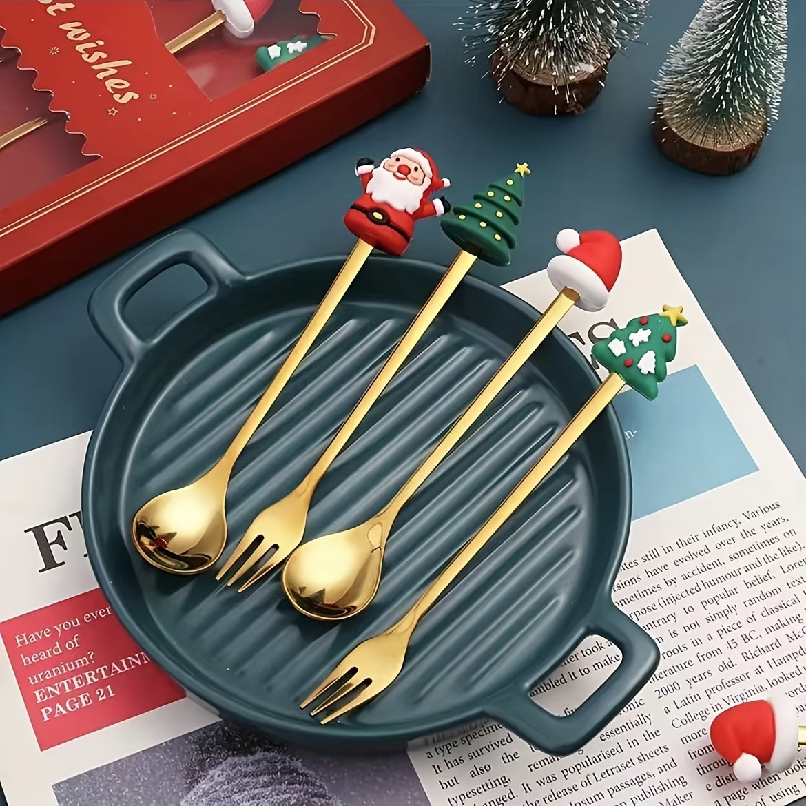 🎄 Holiday Cheer Christmas Cutlery Set – Stainless Steel Spoons & Forks✨Buy 2 Sets Get 10% OFF & Free Shipping