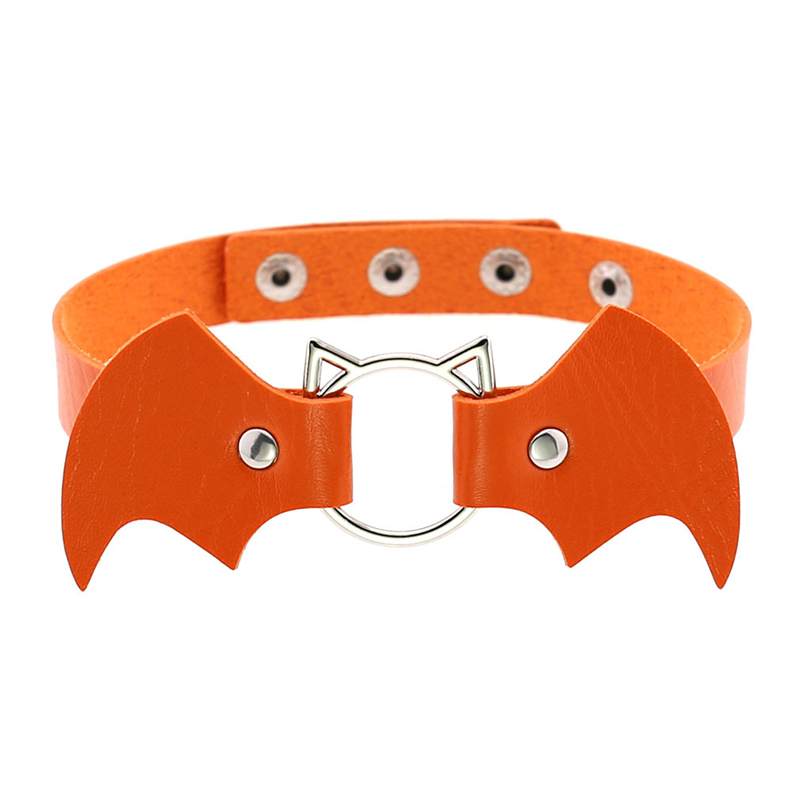 Bat Wings Vampire Kitty Leather Collar