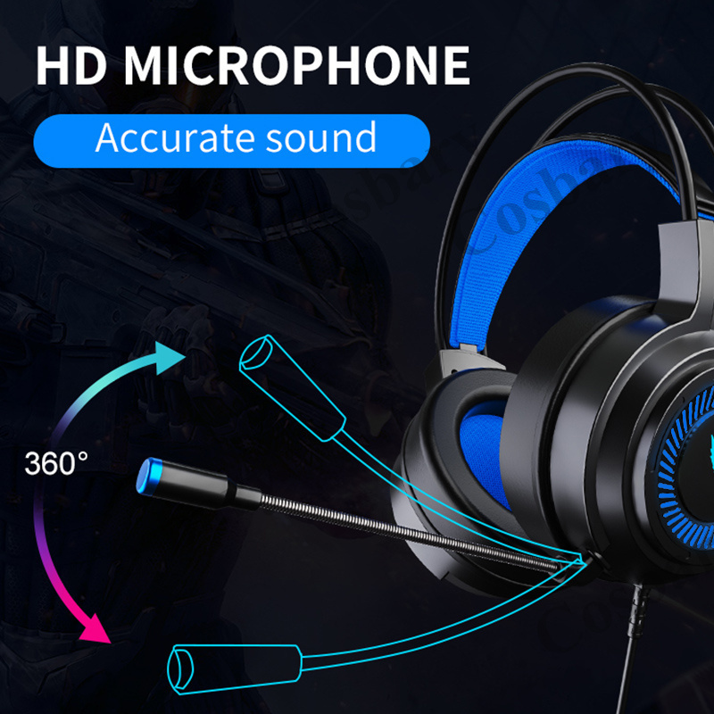 Hot Gaming Headset Gamer Headphones 7.1 Surround Sound Stereo Wired Earphones USB Microphone Colourful Light for PC Laptop PS4