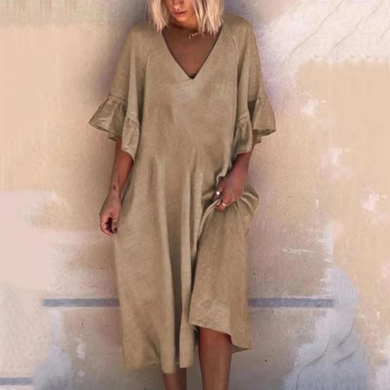 Retro Casual Ruffled Loose Dress