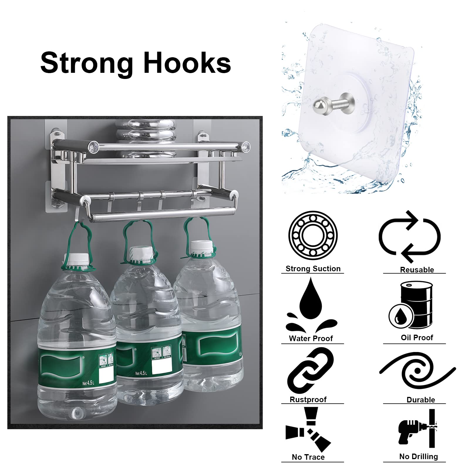 Drill Free Adhesive Hooks（Pack of 6 PCS）-BUY 5 GET 3 FREE & FREE SHIPPING