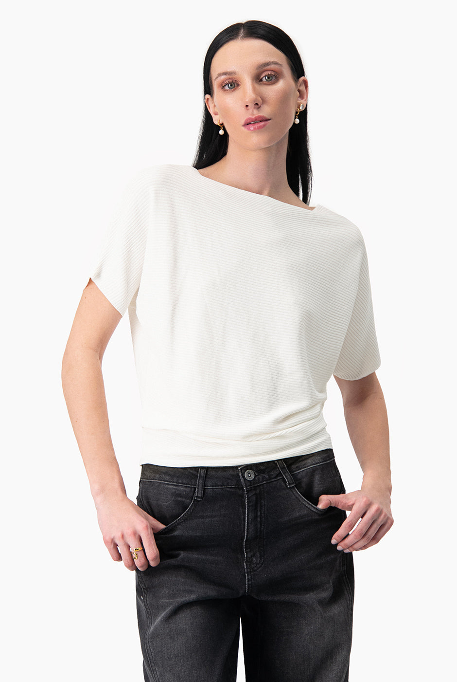 Blusa básica manga corta Natural