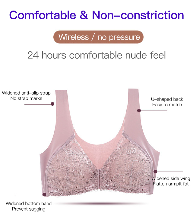 👍2024 Summer New Arrival- 50% OFF💥 Convenient Front Button Traceless Lace Bra--Buy 4 Free Shipping