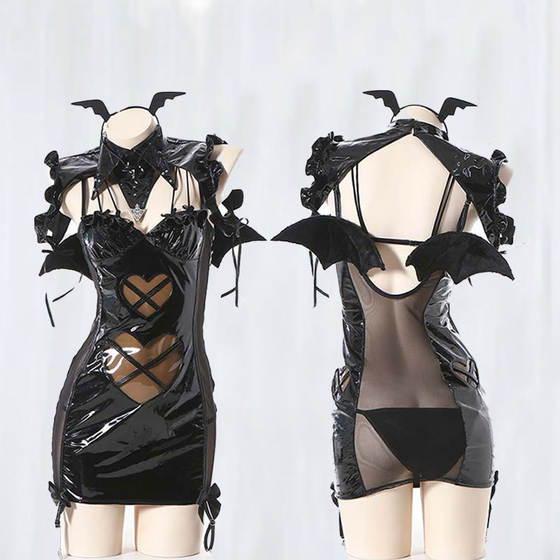 Cosplay Angel Backless Sexy PU Lingerie Set