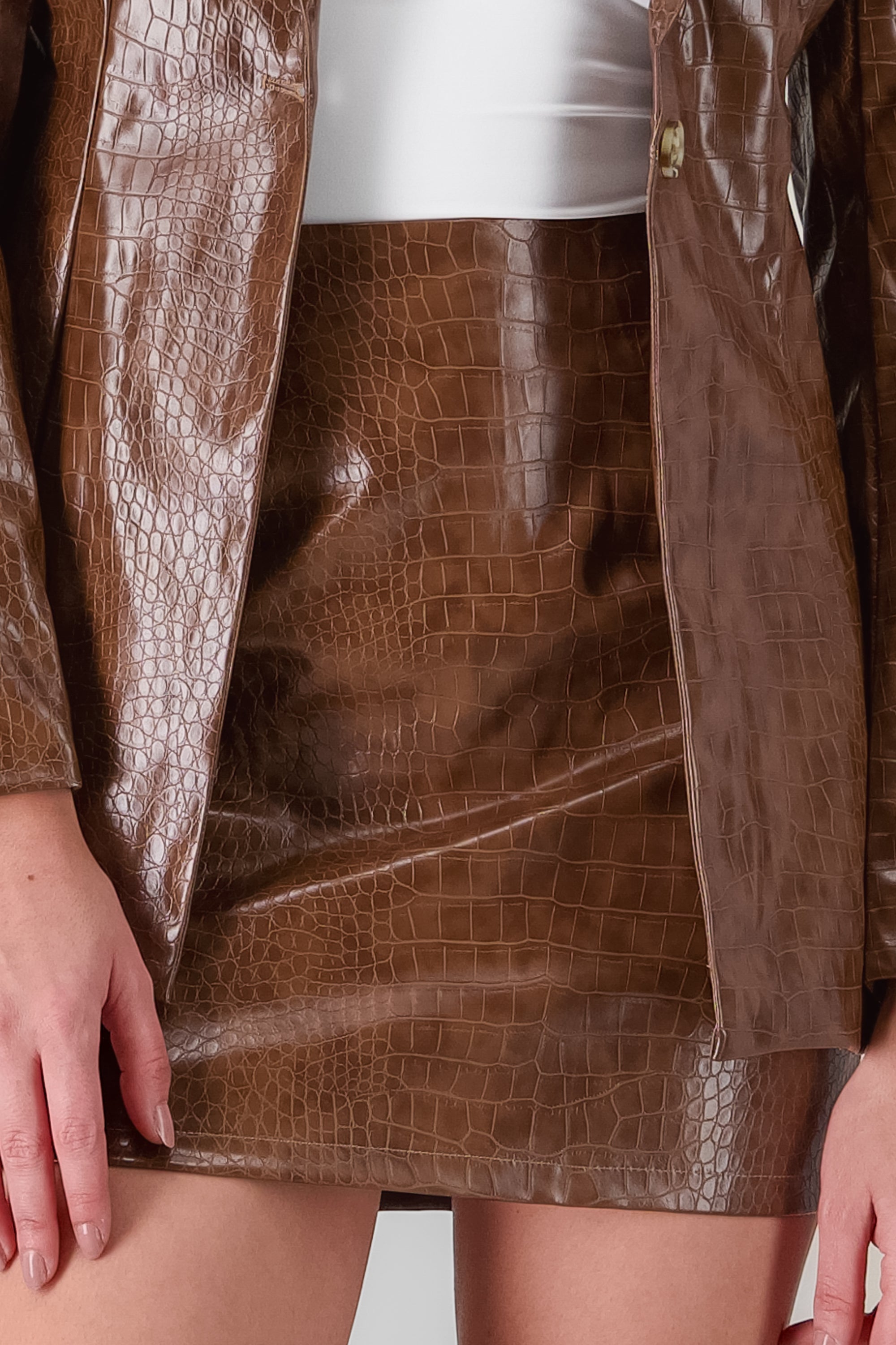Textured Faux Leather Mini Skirt