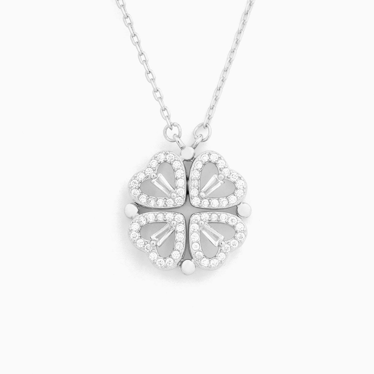🎁Lucky Heart Sterling Silver Necklace WITH SIX ROSES💖