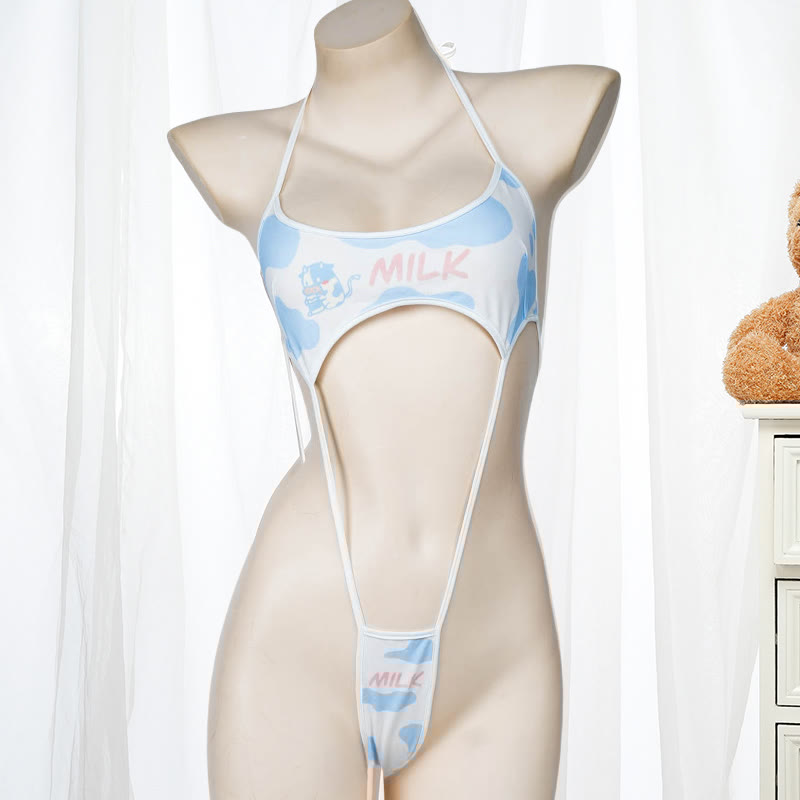 Cow Letter Print Jumpsuit Lingerie