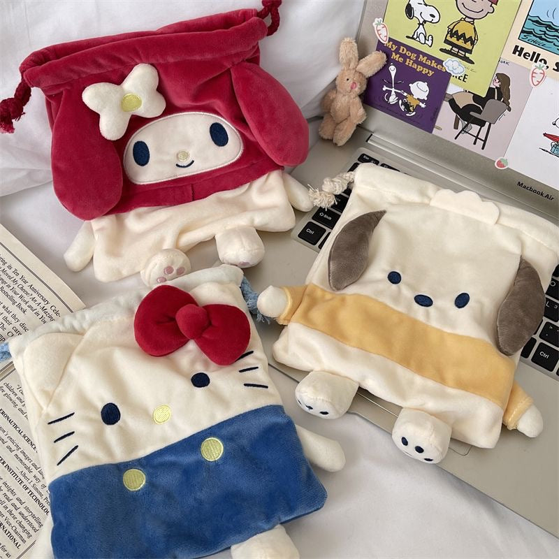 Sanrio Drawstring Plushie Bag Travel Purse Makeup Cosmetic Storage Bags Organizer