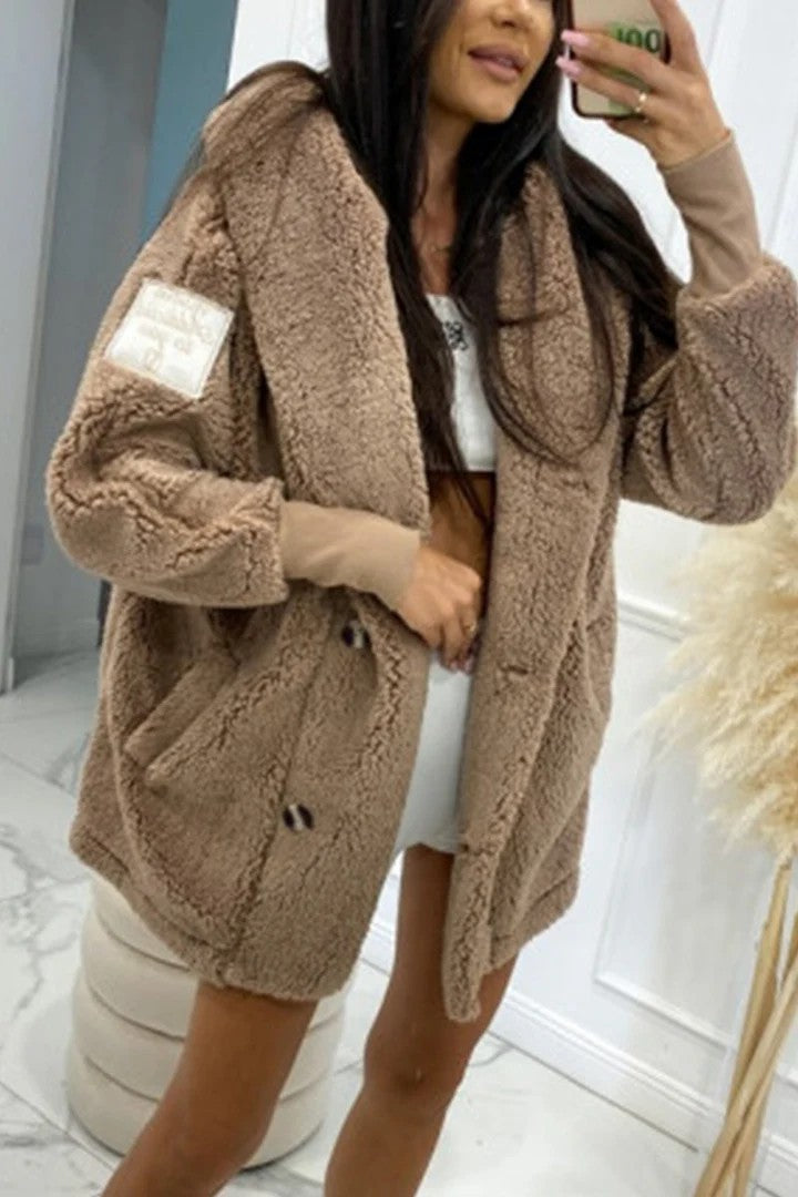 Women's Plush Loose-Fit Hooded Coat