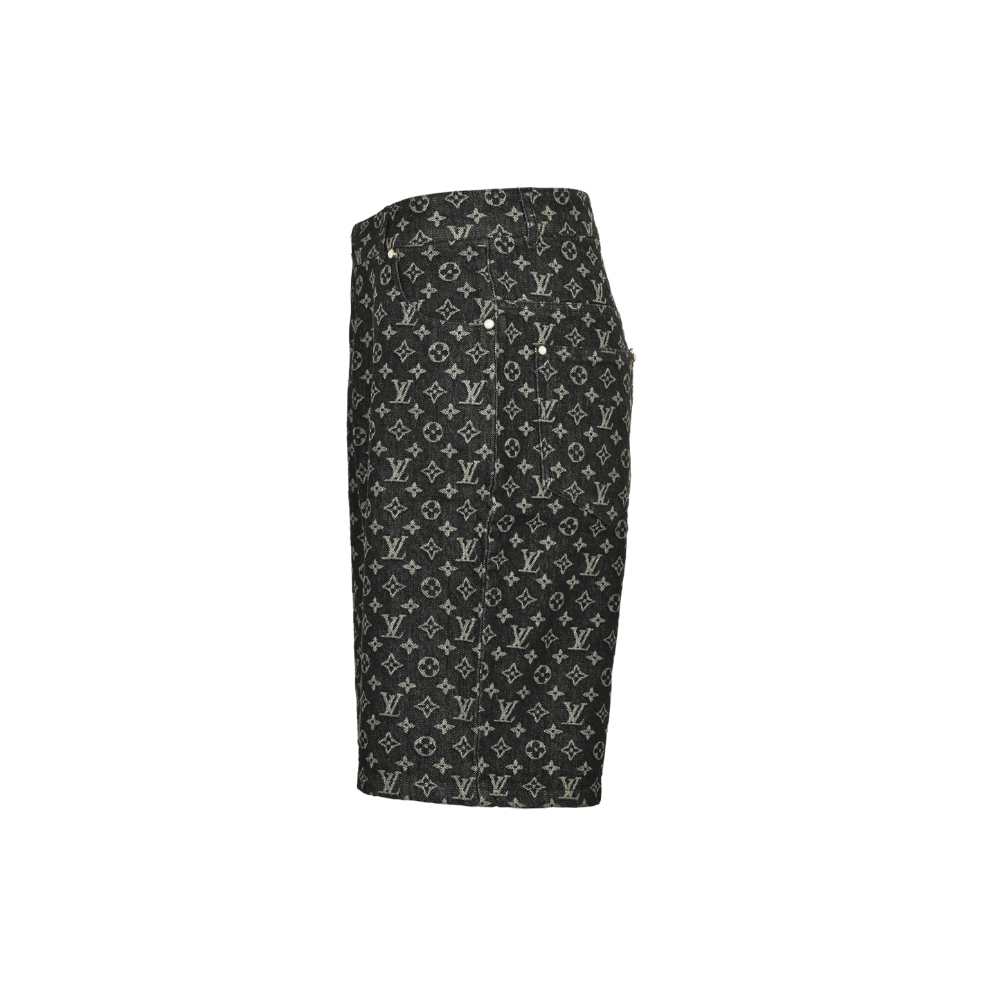 Louis Vuitton FA full-print pearl button monogram denim shorts